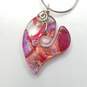 Sterling Silver Glass Swirl Rainbow Red Heart Pendant 17in Necklace 13.6g image number 3