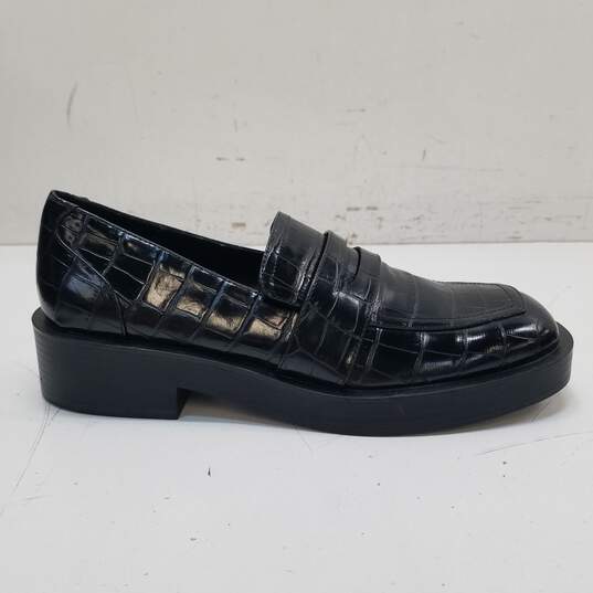 Zara Textured Penny Loafers Leather Black US 8.5 EU 41 image number 1