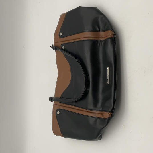 Womens Black Brown Leather Inner Zipped Pocket Double Strap Shoulder Bag image number 1
