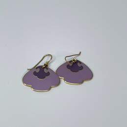 Designer Laurel Burch Gold-Tone Enamel Purple French Wire Drop Earrings alternative image