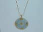 14K Yellow Gold Chinese Good Fortune Jade Disc Pendant Necklace 10.9g image number 2