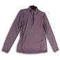 Womens Purple Long Sleeve Mock Neck Quarter Zip Activewear T-Shirt Size L image number 1