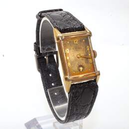** FOR REPAIR ** Bulova Gold Filled Black Leather Watch