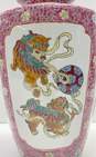 Oriental Table Vase Dragon / Foo Dog Motif 12in Tall Asian Pottery image number 3