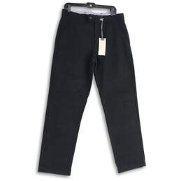 NWT Mens Black Flat Front Slash Pocket Straight Leg Dress Pants Size 34X31