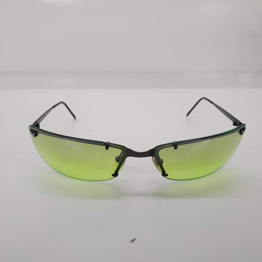 Emporio Armani Vintage Narrow Half Rim Green Lens Sunglasses image number 2