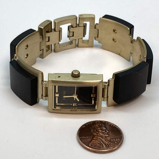 Designer Fossil ES-2521 Two-Tone Rhinestone Round Dial Analog Wristwatch image number 2