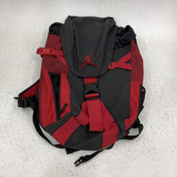 Mens Black Red Inner Pocket Adjustable Shoulder Strap Bookbag Backpack