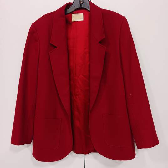 Pendleton Women's Red Wool One Button Blazer Jacket Size L image number 1