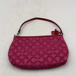 Coach Womens Pink Signature Print Inner Pocket Logo Charm Shoulder Handbag alternative image