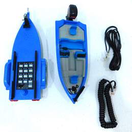 Vintage Blue Bass Boat Telephone Novelty Landline Phone IOB
