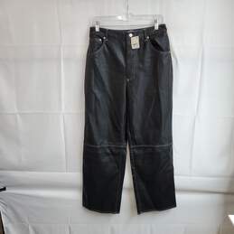 We The Free Black Faux Leather High Rise Wide Leg Pant WM Size 8 NWT
