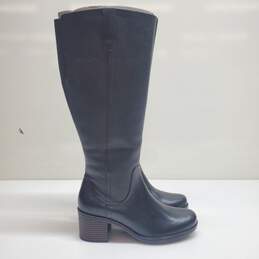 Clarks Hollis Moon Black Leather Calf Boots Women's Size 6.5
