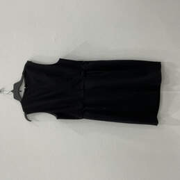 Women Black Round Neck Sleeveless Back Zip Bodycon Dress Size 12 alternative image