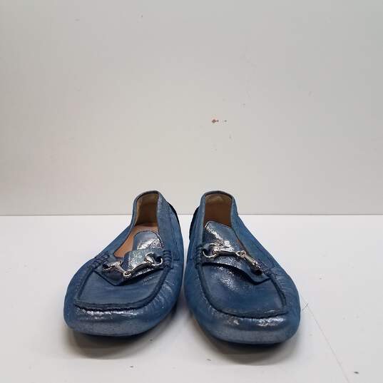 Cole Haan D40723 Blue Metallic Leather Horsebit Loafers Shoes Women's Size 6 B image number 2