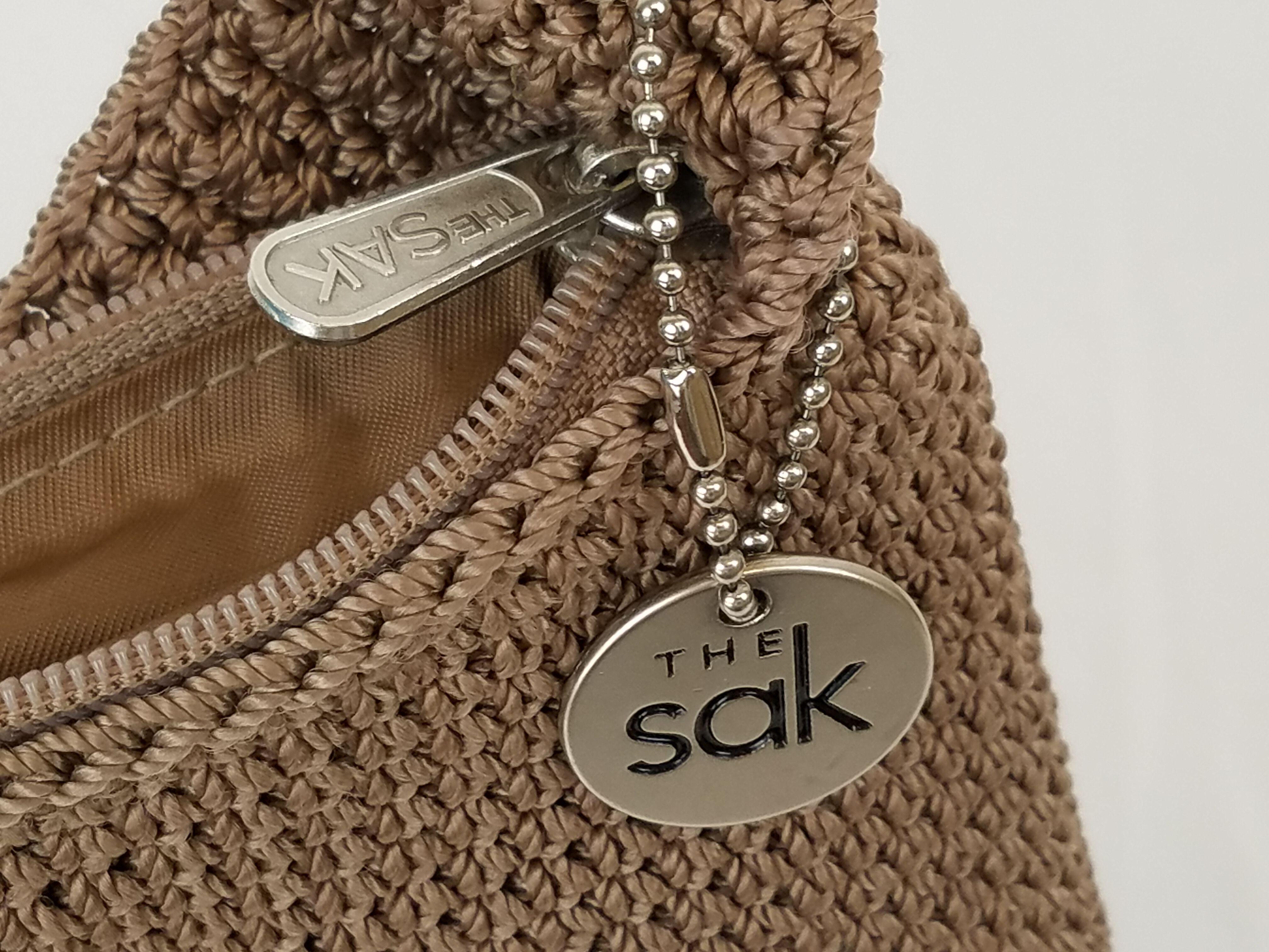 Buy the The Sak Crochet Knit Shoulder Bag Purse Woman's Boho Hippie Tote  Color Taupe Beige | GoodwillFinds