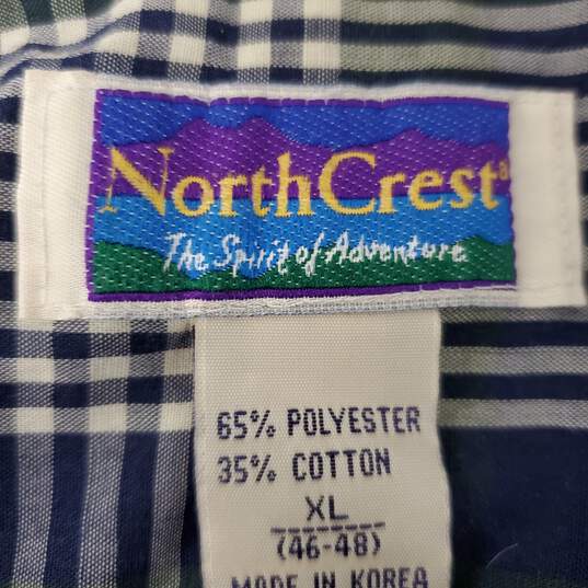 VTG North Crest MN's Wrinkle Resistant Blue Plaid Long Sleeve Shirt Size XL image number 3