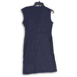 Michael Kors Womens Navy Blue Ruffle Surplice Neck Sleeveless Shift Dress Size S alternative image