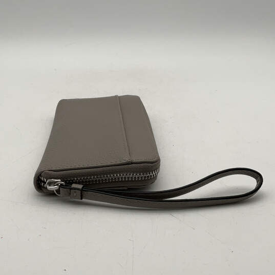 Womens Gray Leather Credit Card Holder Inner Zipper Pocket Wristlet Wallet image number 3