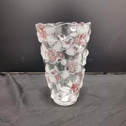 Mikasa Pink Rose Frosted Glass Vase