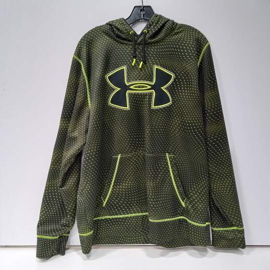 Under Armour Men's Dark Green/Yellow Green Hoodie Size L image number 1