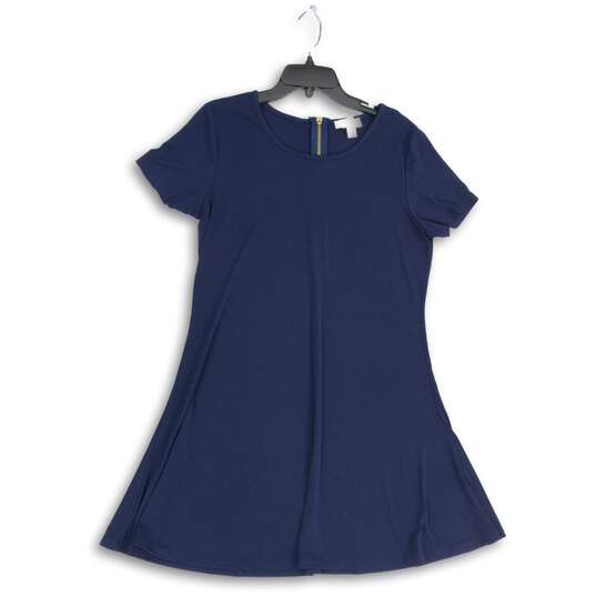 Michael Kors Womens Navy Blue Short Sleeve Back Zip T-Shirt Dress Size Large image number 1