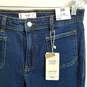 MNG women's mid rise dark wash flare jeans 6 tags image number 3