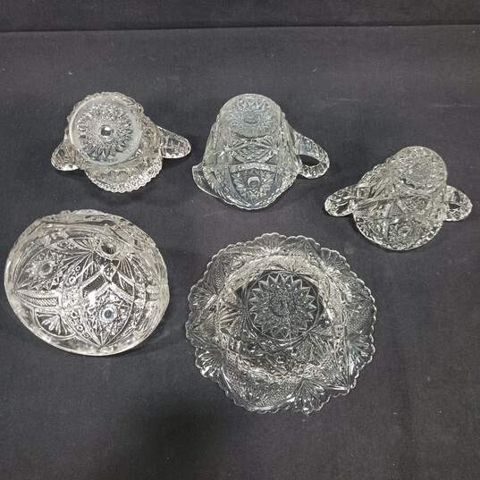 Cut Crystal Glass Cups & Domed Plate 5pc Bundle image number 3