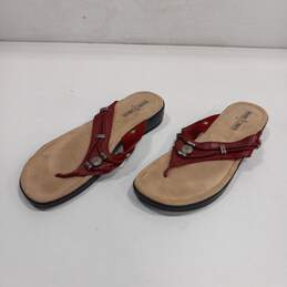 Minnetonka Women's Red Leather Sandals Size 9