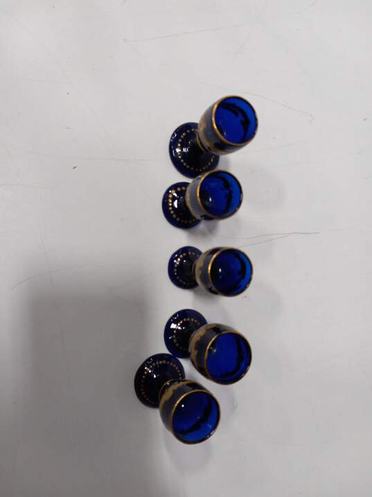7-Piece Gold Painted Blue Cordial Set image number 5