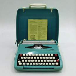 Vintage 1960s Smith Corona Corsair Blue Portable Typewriter w/ Case
