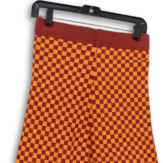 Womens Orange Red Check Elastic Waist Sleepwear Lounge Pants Size L image number 4