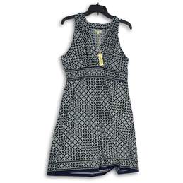 NWT Max Studio Womens Multicolor Geometric V-Neck Sleeveless A-Line Dress Size L