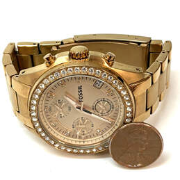 Designer Fossil ES3352 Gold-Tone Rhinestone Chronograph Analog Wristwatch alternative image