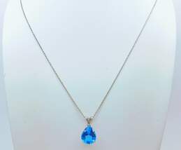925 Sterling Silver Blue Topaz Smoky Quartz & CZ Drop Earrings Pendant Necklace & Ring 19.4g alternative image