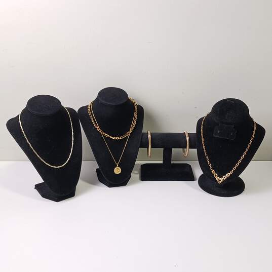 5 Piece Gold Tone Necklace & Bracelet Bundle image number 1