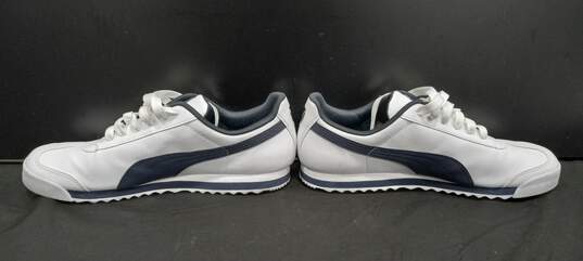 Puma Roma Men's White And Blue Leather Sneakers Size 9.5 image number 2