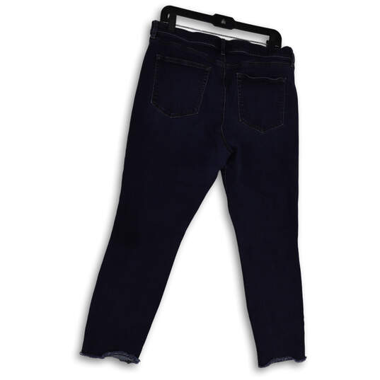 Womens Blue Denim Dark Wash Pockets Stretch Raw Hem Skinny Leg Jeans Sz 14 image number 2