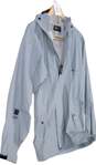 Mens Gray Long Sleeve Hooded Raincoat Jacket Size Medium image number 2