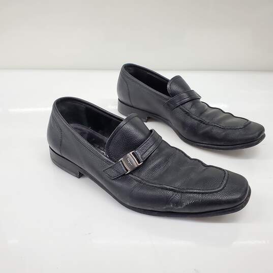 Salvatore Ferragamo Men's Black Pebble Leather Loafers Size 9.5D w/COA image number 4