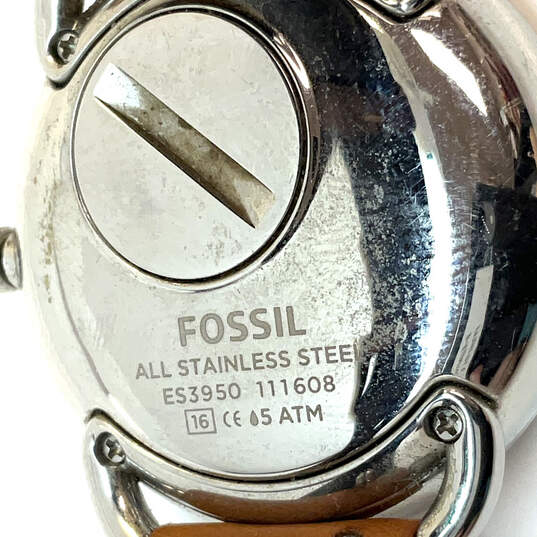 Designer Fossil Silver-Tone Round Dial Adjustable Strap Analog Wristwatch image number 4