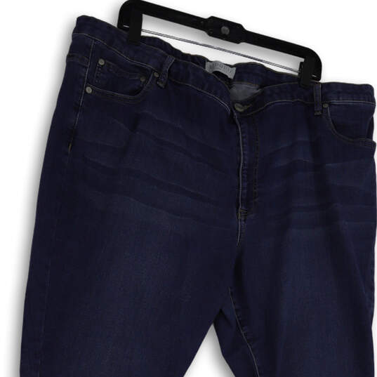 Womens Blue Dark Wash Stretch Pockets Ankle Lace Denim Capri Jeans Size 26 image number 3