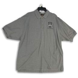 Mens Gray Police Motorcycles Graphic Print Short Sleeve Polo Shirt Size XXL