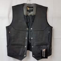 X Element Men's Black Leather Motorcycle Vest Size Large NWT