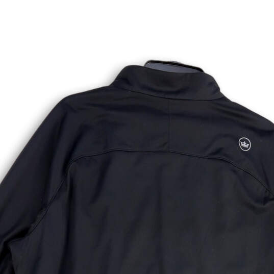 Mens Black Quarter-Zip Mock Neck Long Sleeve Activewear T-Shirt Size XL image number 4