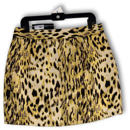 NWT Womens Gold Black Leopard Print Elastic Waist Pull On Mini Skirt Sz 12 alternative image