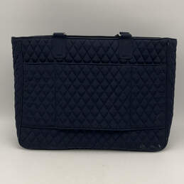 Authentic Womens Blue Quilted Outer Zip Pockets Double Strap Shoulder Bag