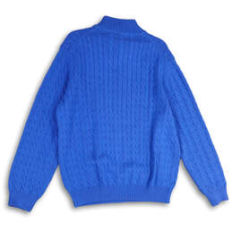 NWT Mens Blue Cable-Knit 1/4 Zip Long Sleeve Pullover Sweater Size XXL alternative image