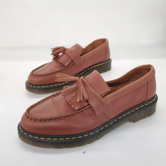 Dr. Martens Men's Adrian Yellow Stitch Brown Leather Tassel Loafers Size 10 image number 1