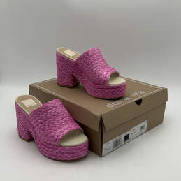 NIB Womens Elora Pink Orchid Slip On Open Toe Wedge Platform Heels Size 7